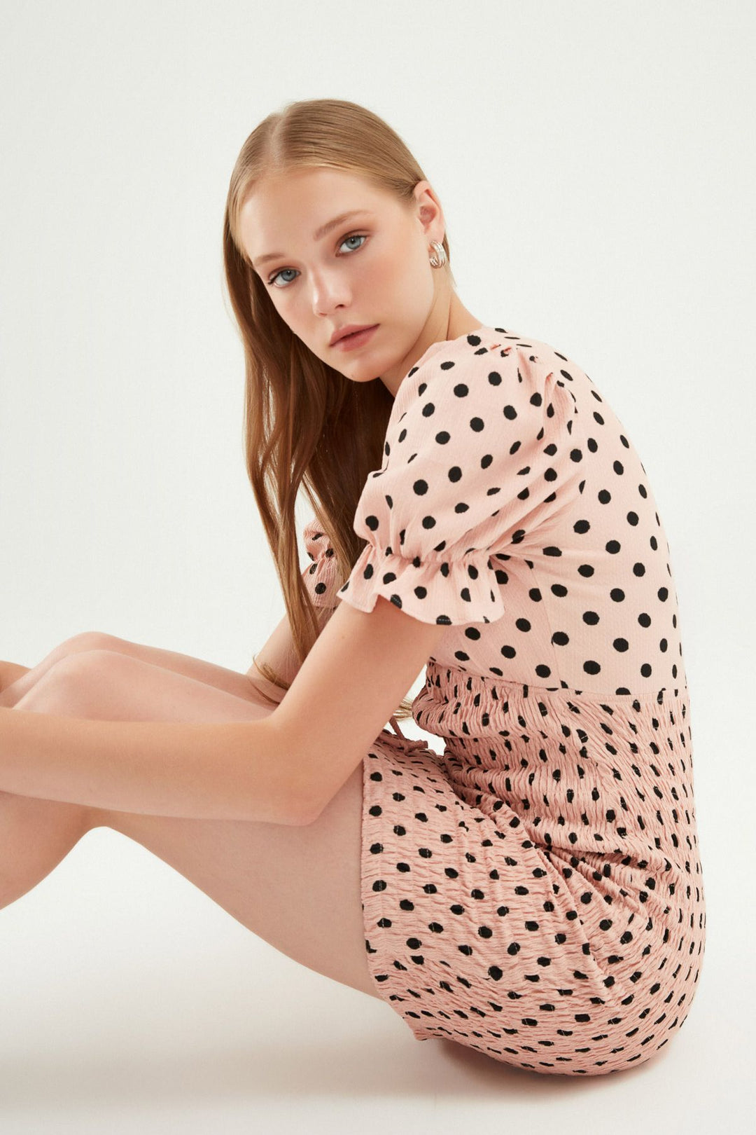Gipeli Polka Dot Mini Dress Pink