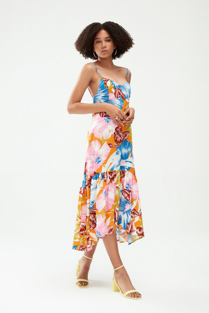 Patterned Strap Dress Orange