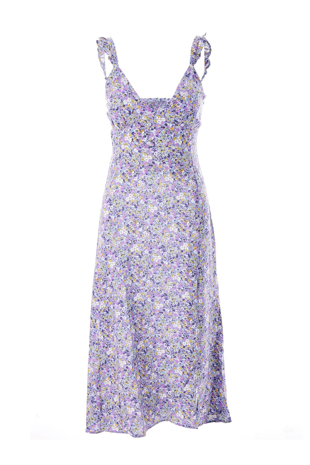 Low Back Straps Slit Dress Lilac