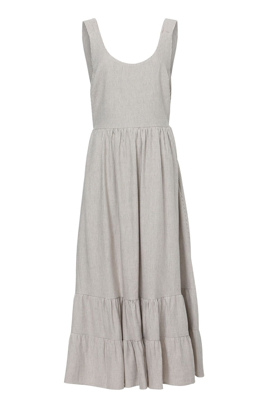 Sırt Dekolteli Askılı Keten Elbise Siyah