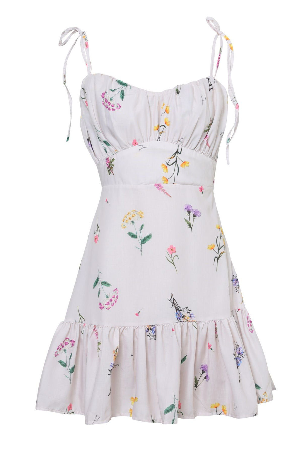 Floral Ruffle Mini Dress Stone