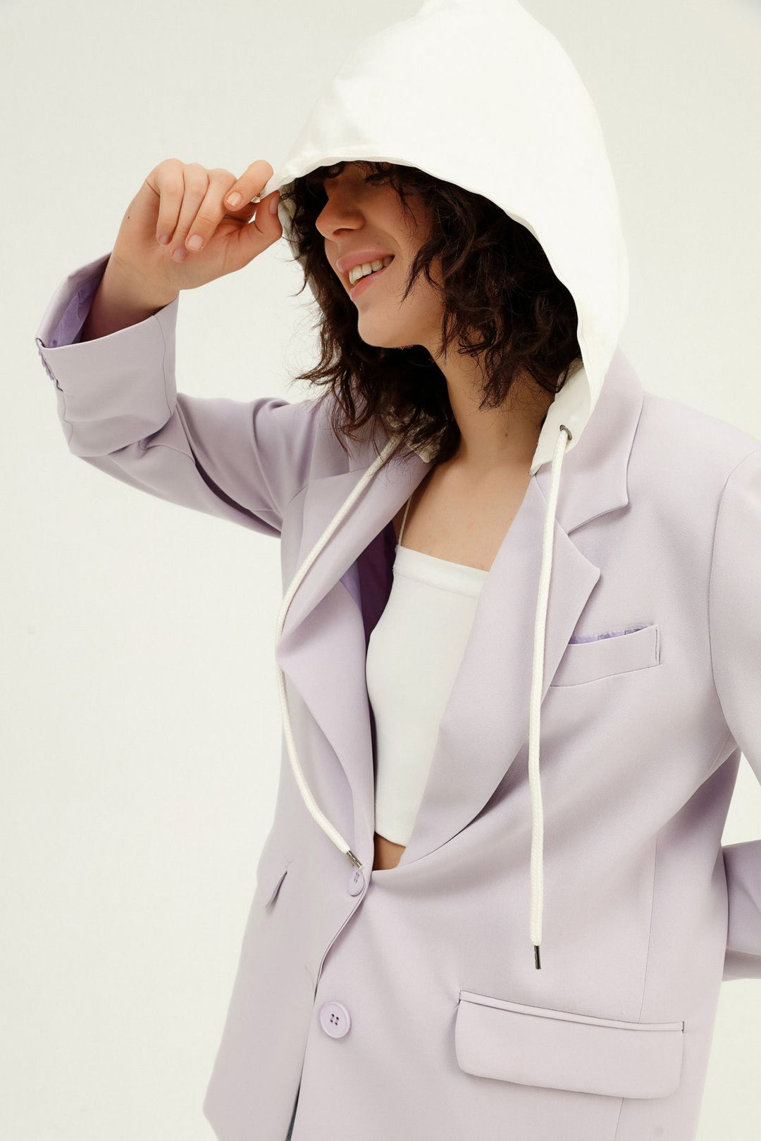 Hooded Blazer Jacket Lilac