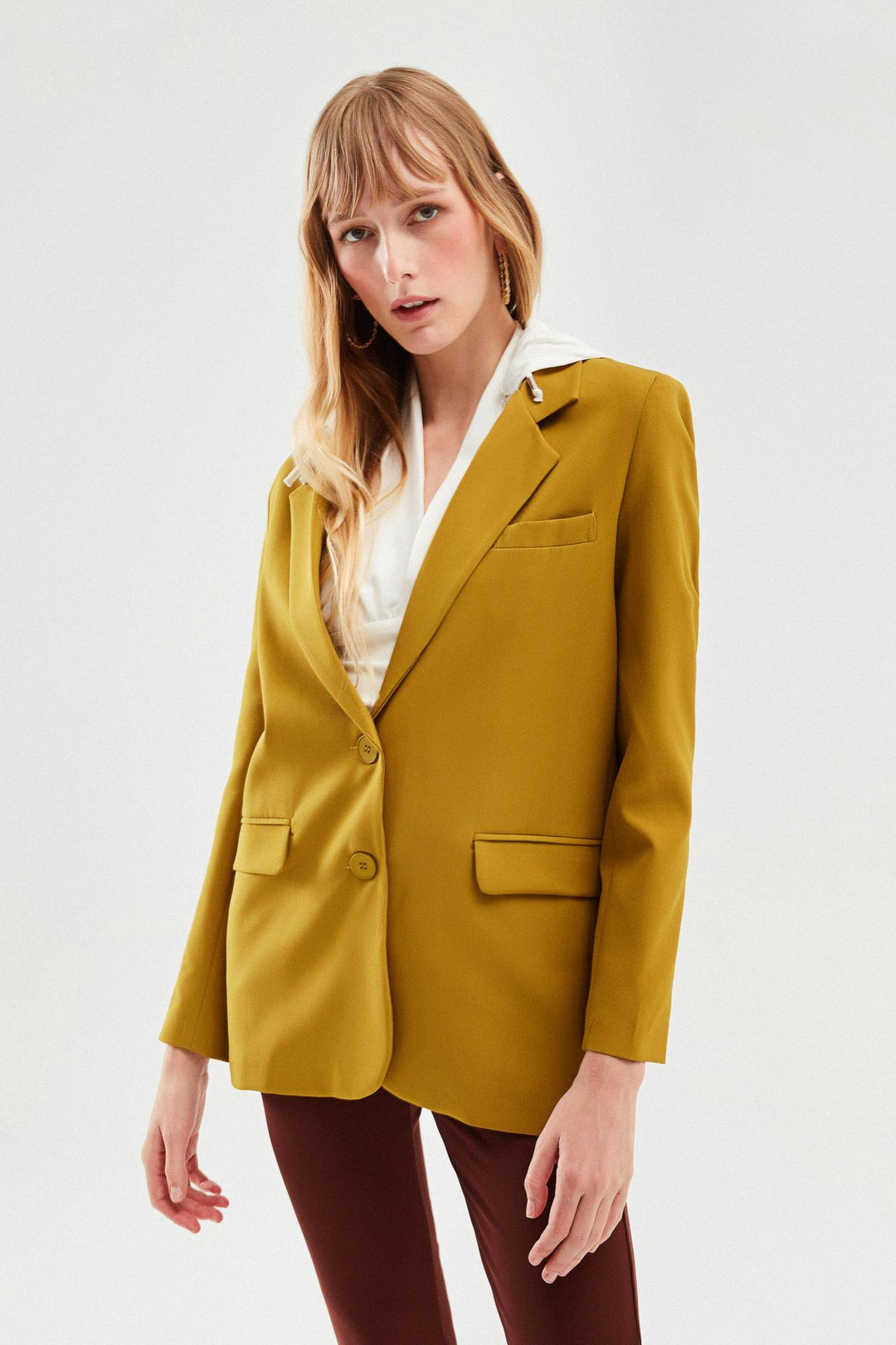 Hooded Blazer Jacket Olive