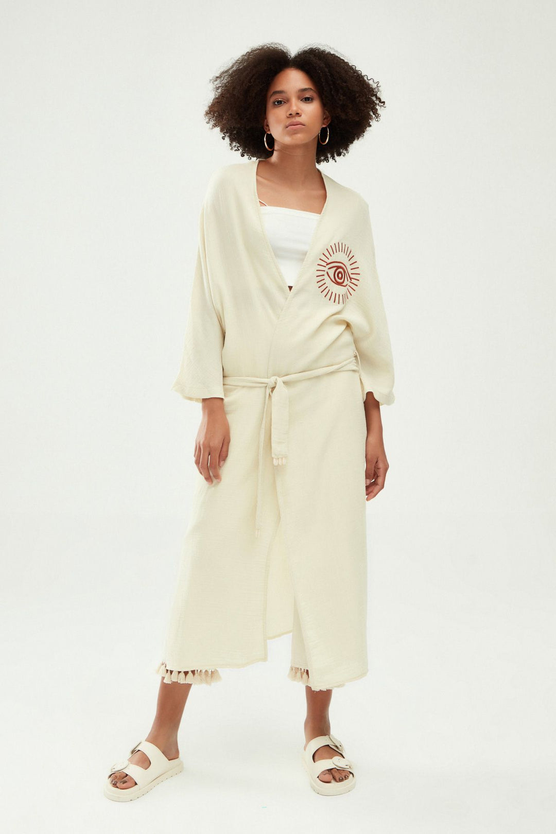 Nakış Detaylı Kimono Naturel