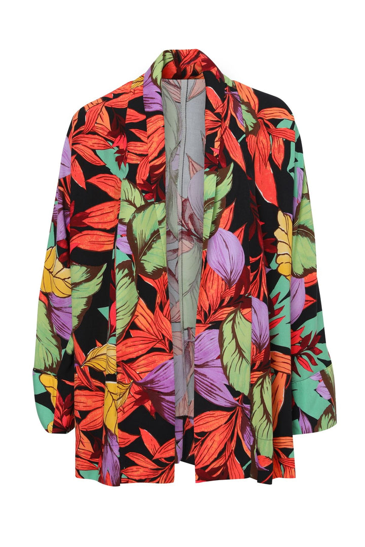 Desenli Şal Yaka Oversize Ceket Siyah