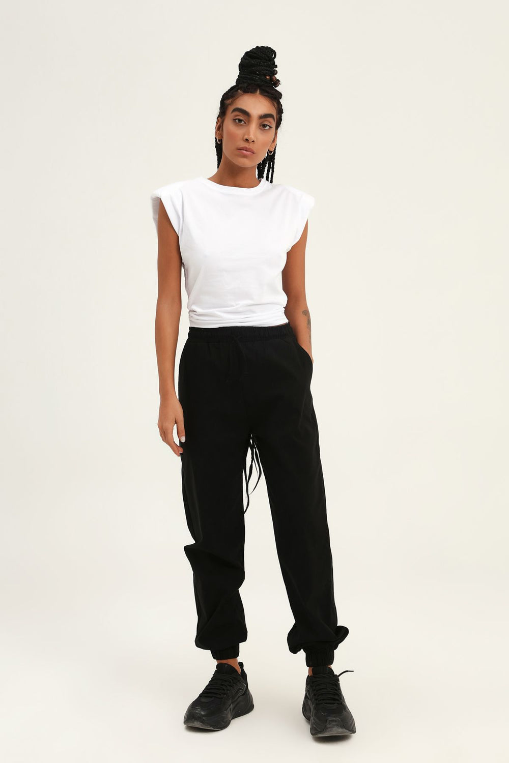 Jogger Elastic Waist Trousers Black