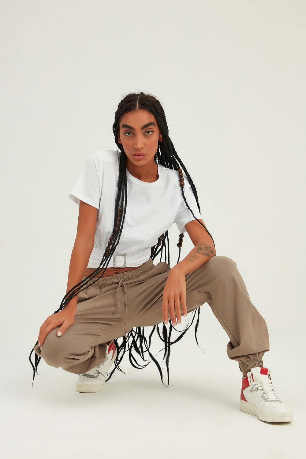 Jogger Elastic Waist Trousers Mink