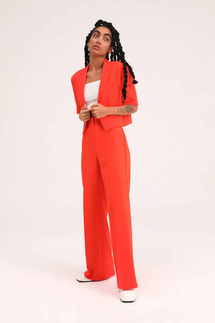 Bol Paça Kumaş Pantolon Turuncu