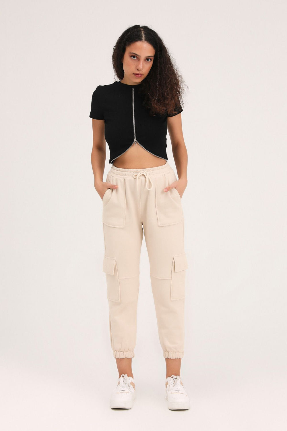 Cargo Pocket Jogger Tracksuit Beige