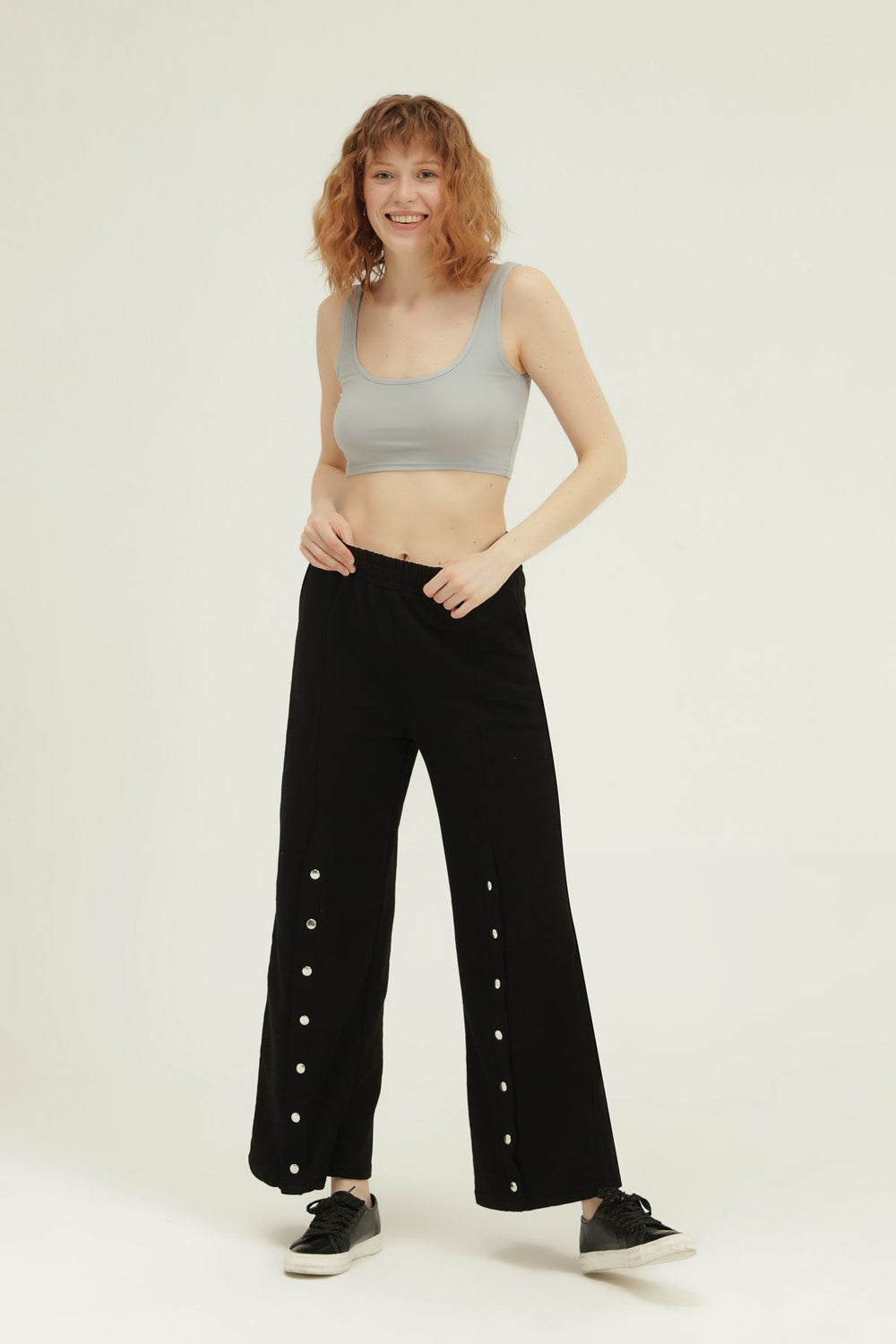 Wide Leg Snap Snap Tracksuit Black