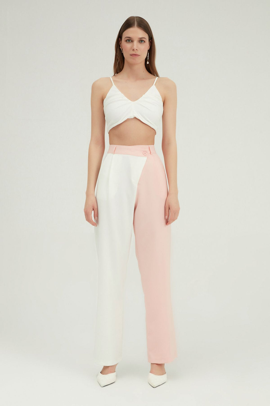 Two Color Palazzo Trousers Powder