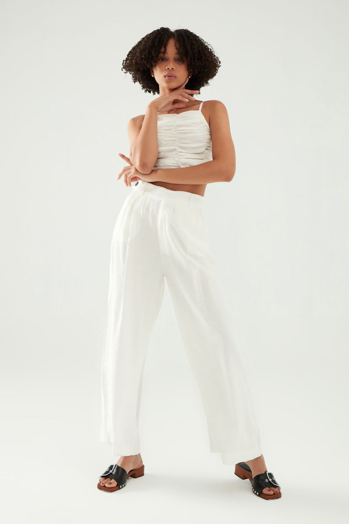 High Waist Palazzo Pants White