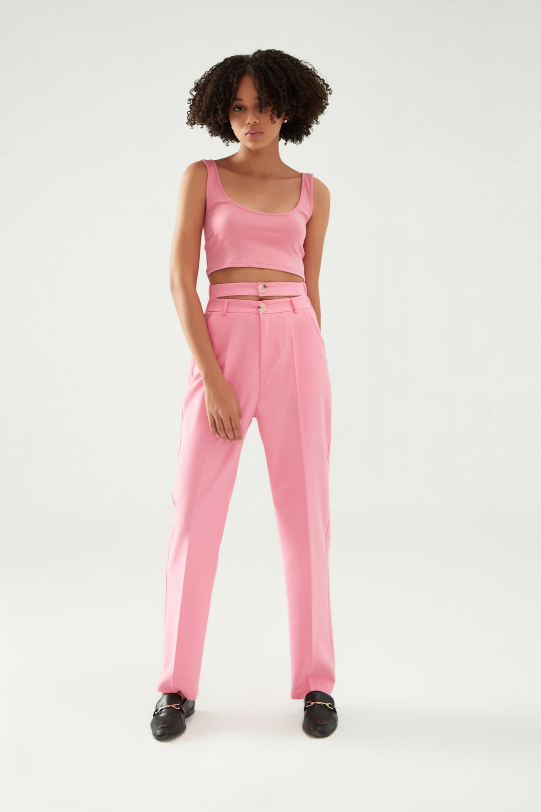 Belt Detailed Trousers Candy Pink