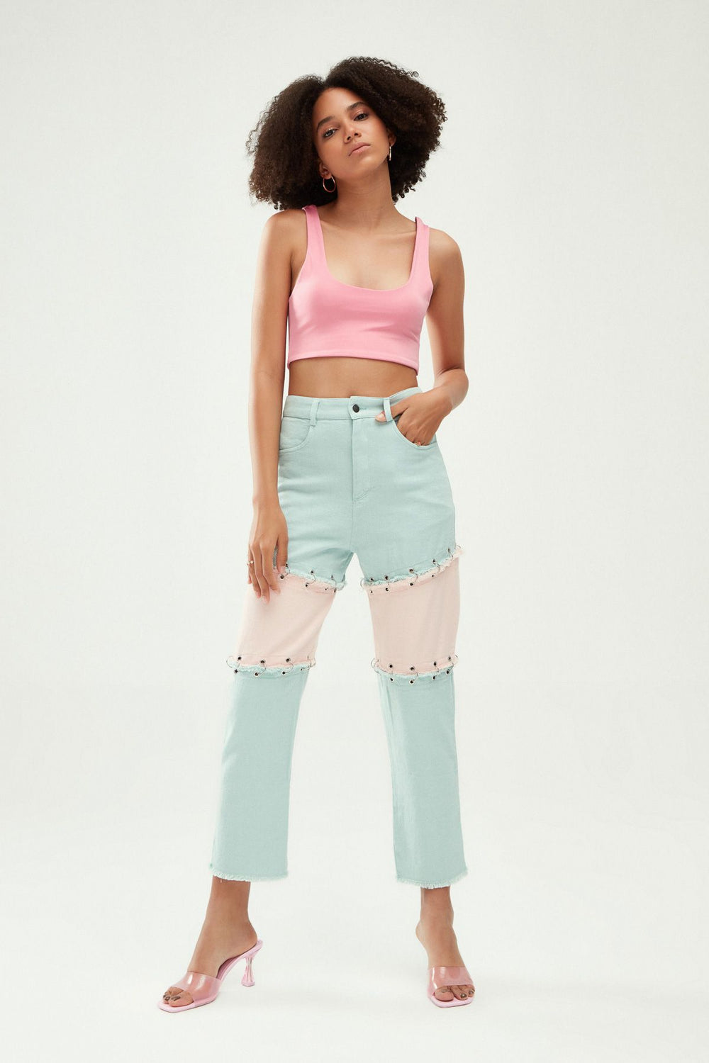 2 Color Mom Jeans Mint