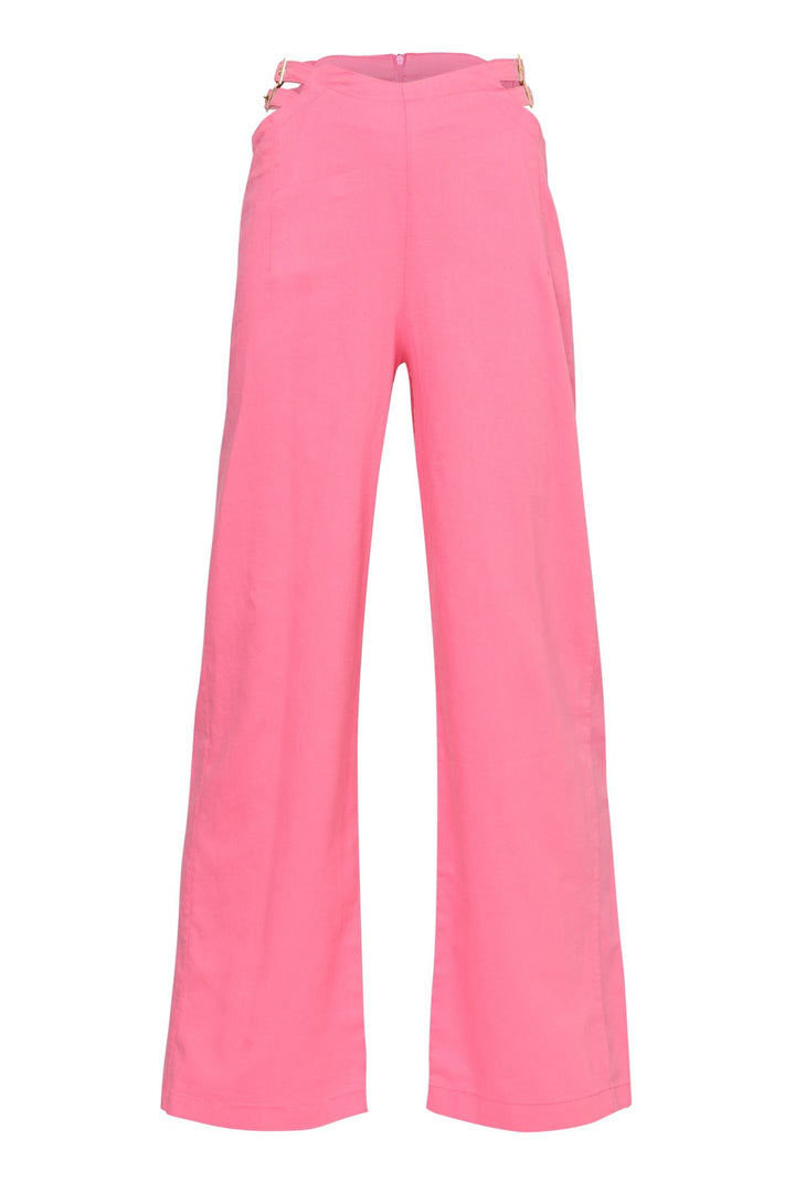 Pencere Detaylı Pantolon Şeker Pembe