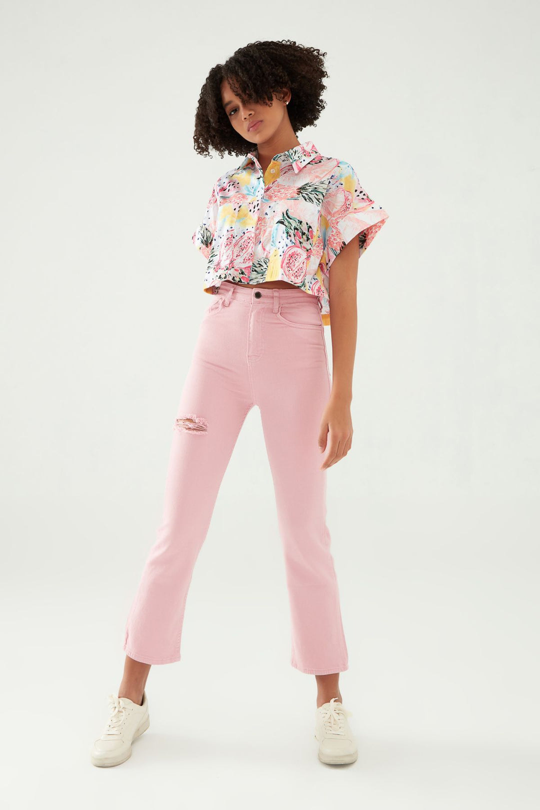 Ripped Detailed Jeans Candy Pink