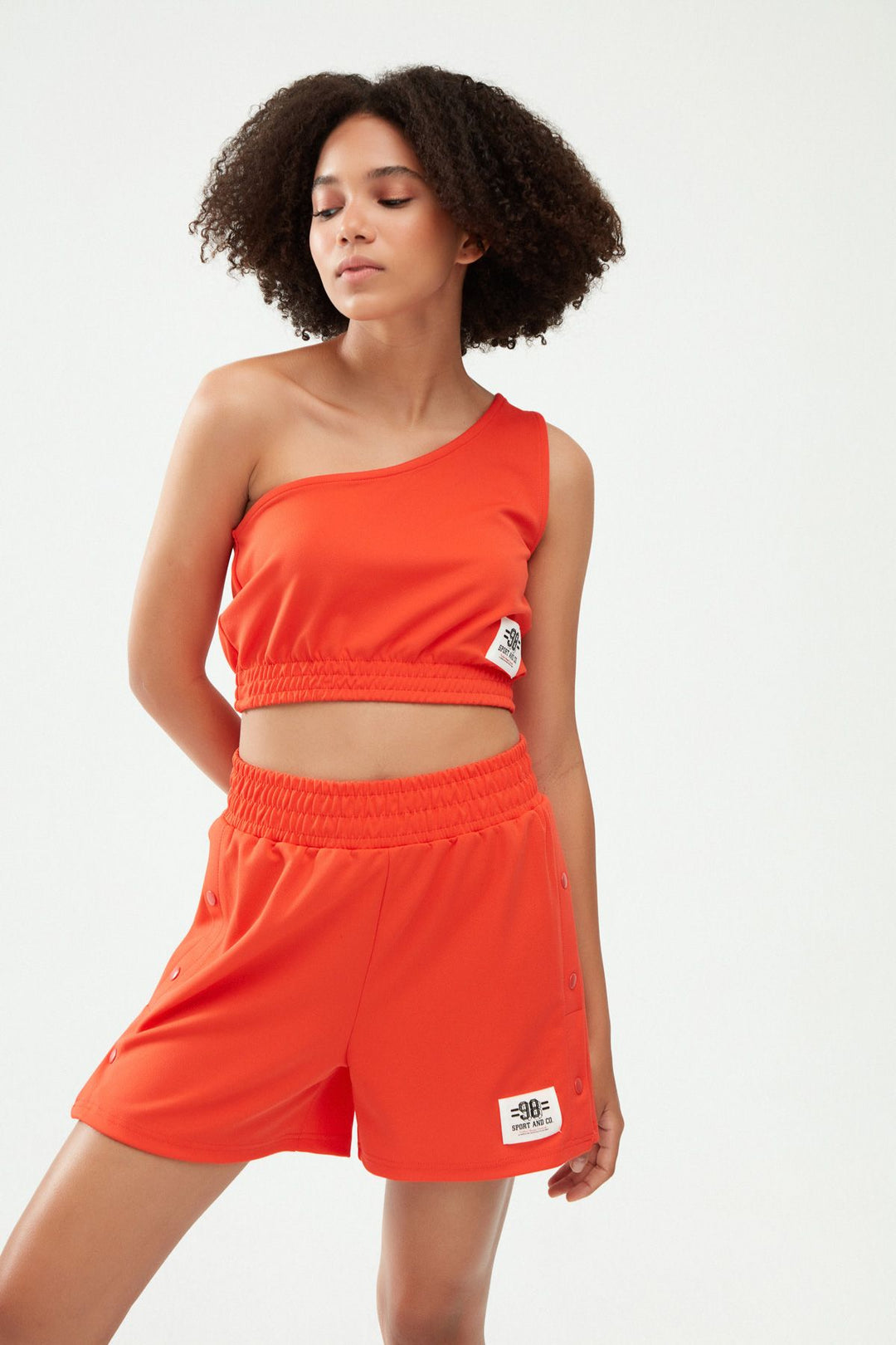One Shoulder Crop Blouse Orange