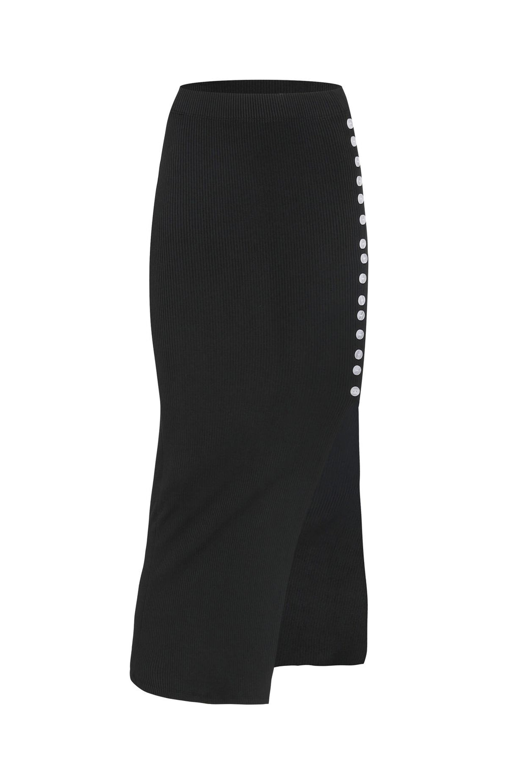 Buttoned Slit Skirt Black