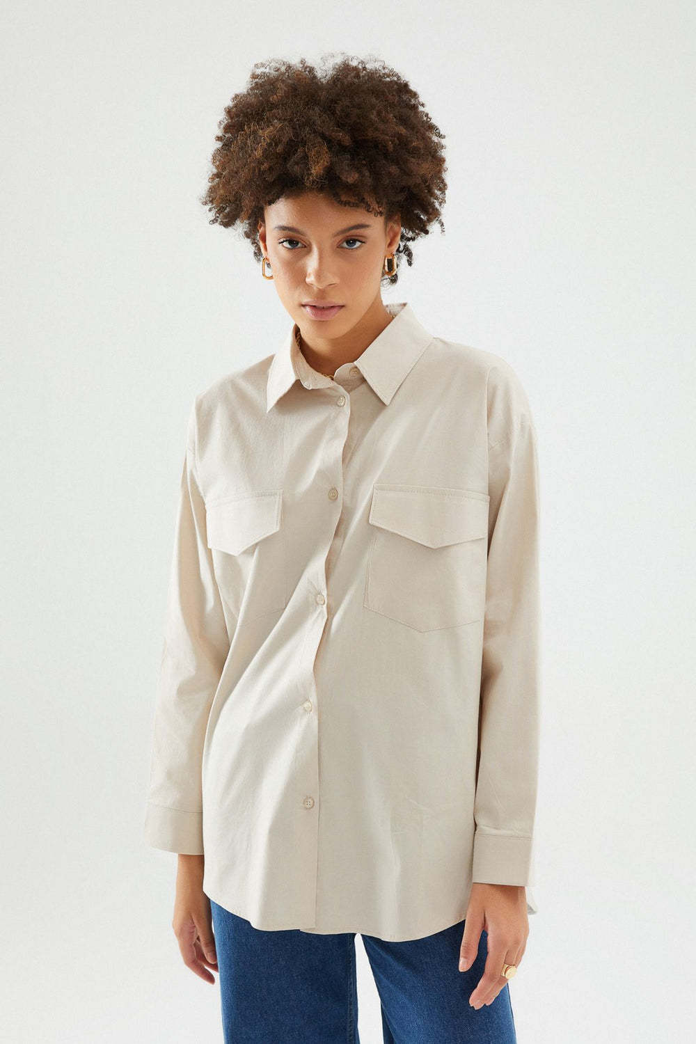 Low Back Oversize Shirt Stone