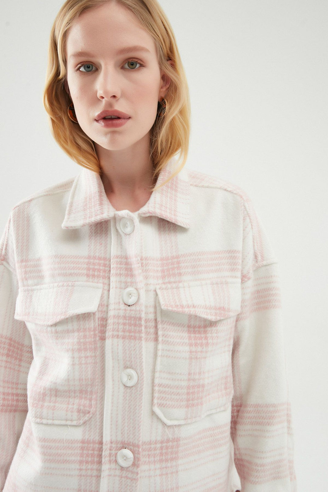 Striped Big Pocket Shirt Pink