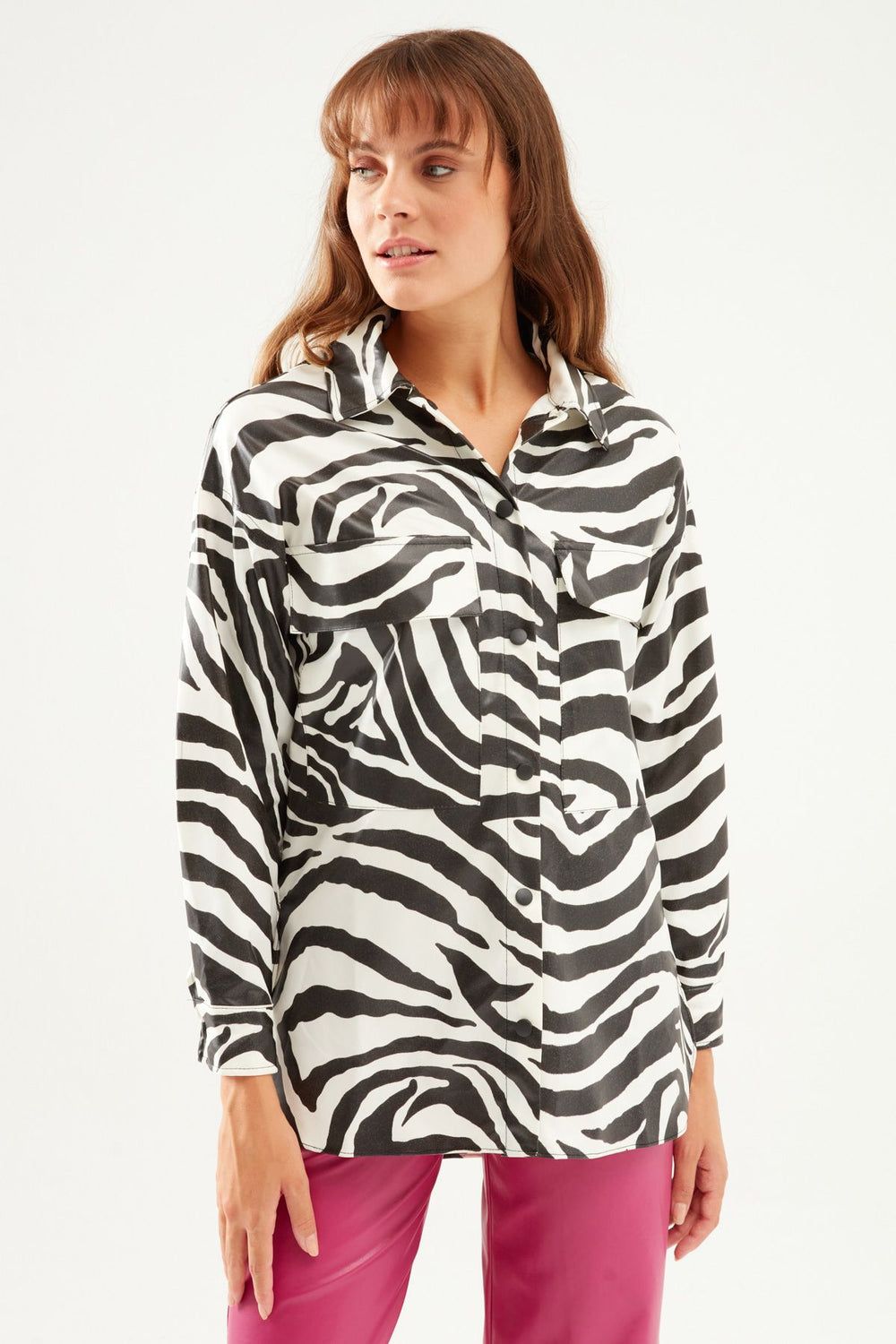 Zebra Leather Shirt Black