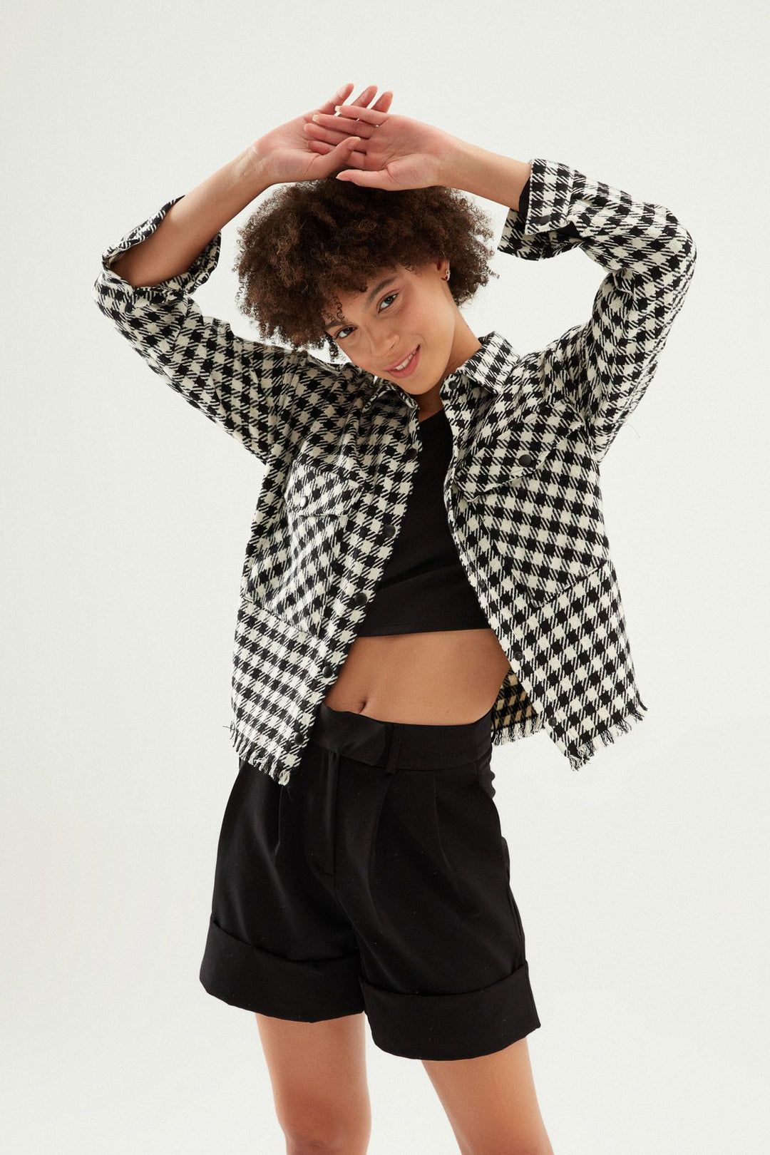 Çizgili Cepli Gömlek Siyah