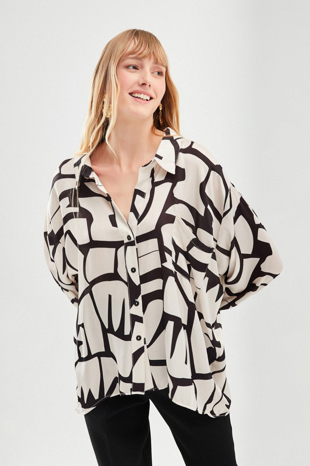 Striped Oversize Shirt Stone