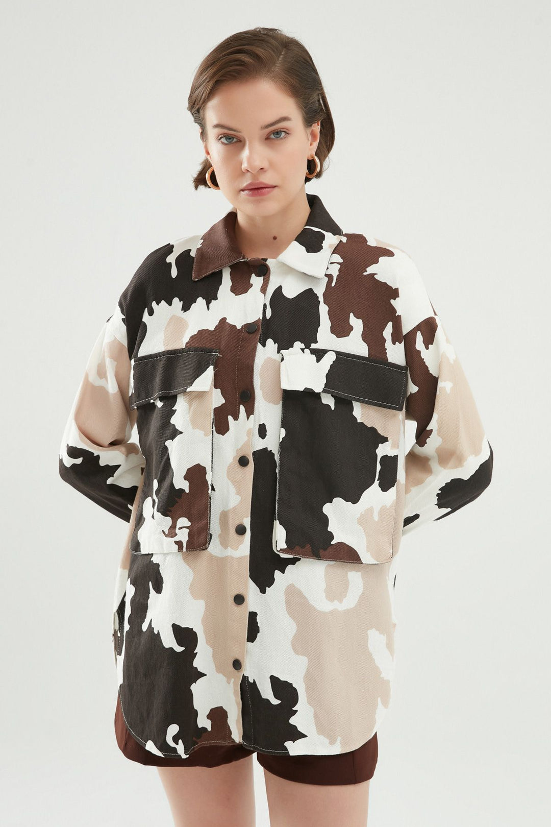 Desenli Gömlek Kahverengi