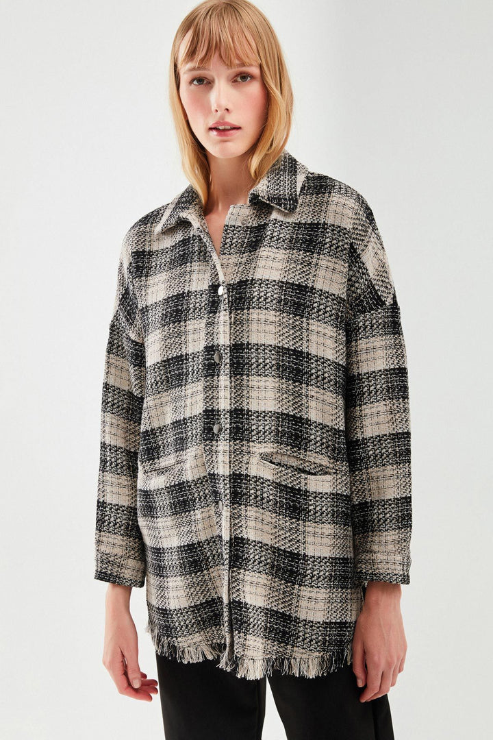 Plaid Tasseled Shirt Black