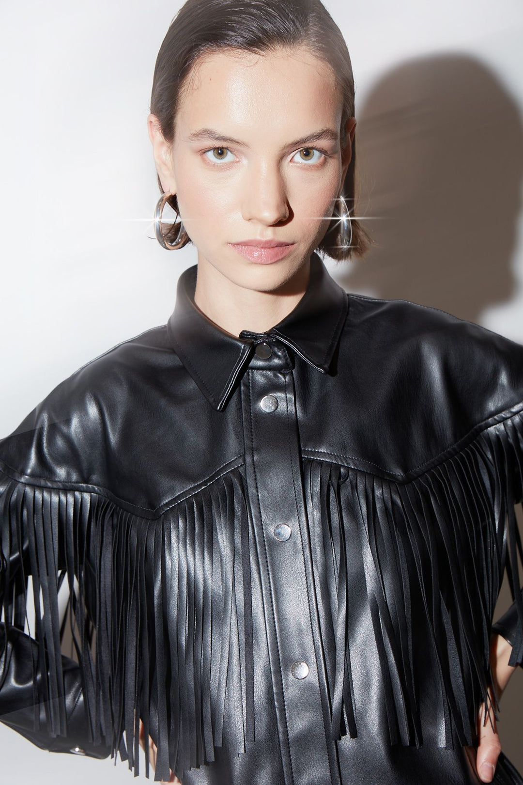 Tasseled Leather Shirt Black