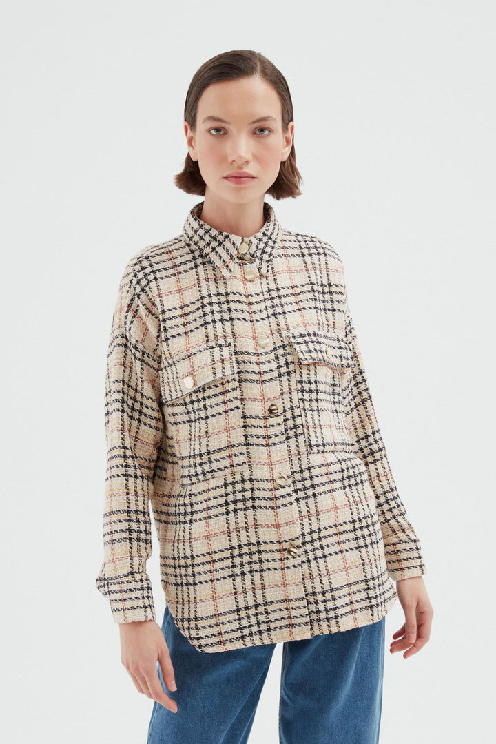 Striped Pocket Shirt Beige