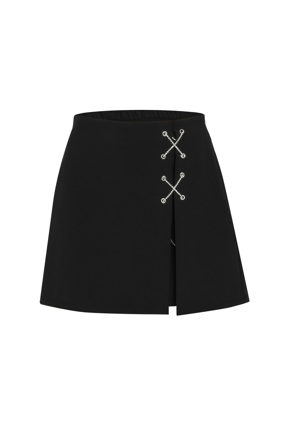 Chain Detailed Short Skirt Black