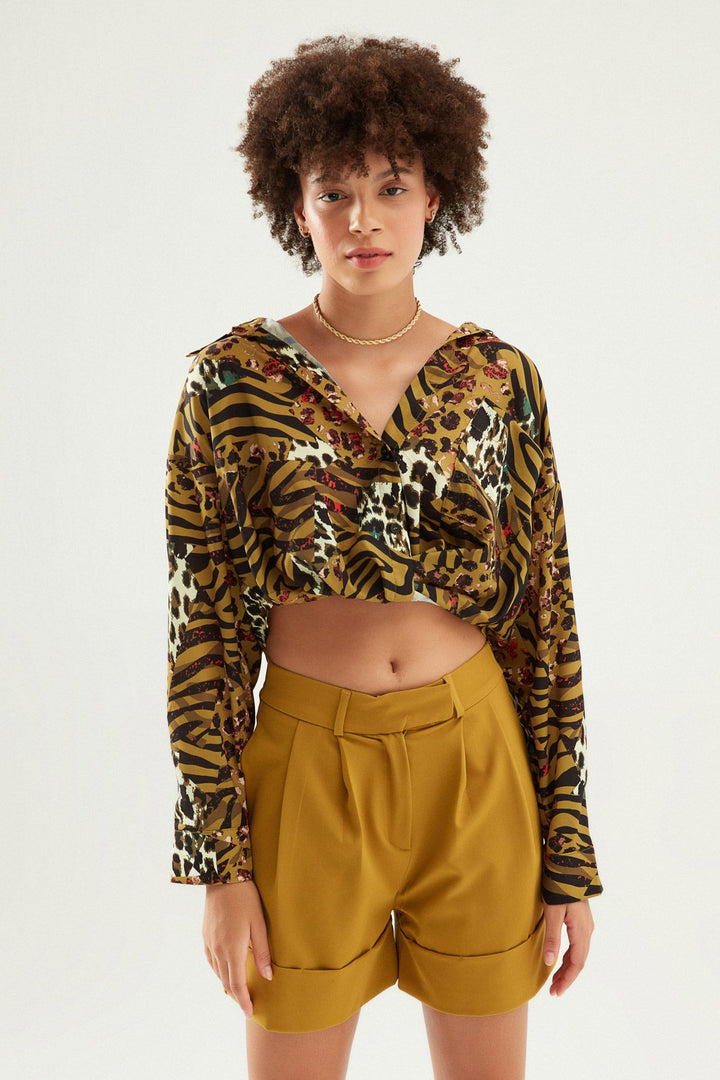 Duble Paça Şort Olive