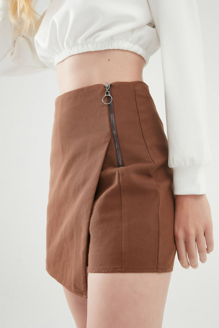 Wrapped Short Skirt Brown