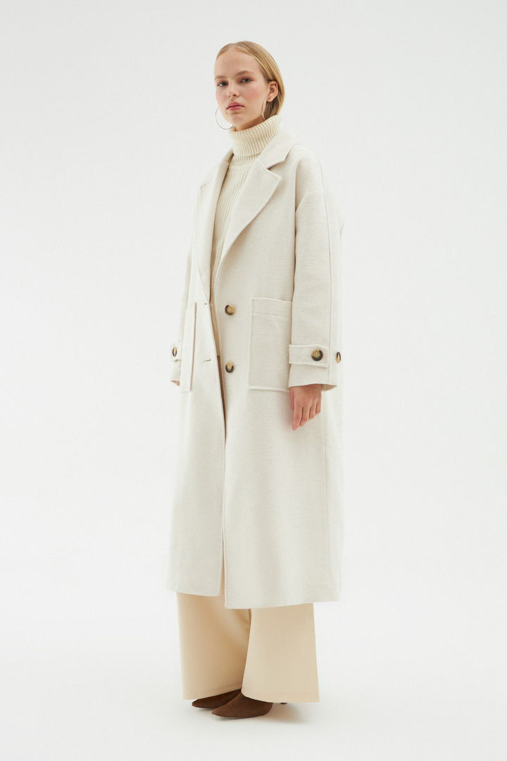 Pocket Long Oversize Coat White