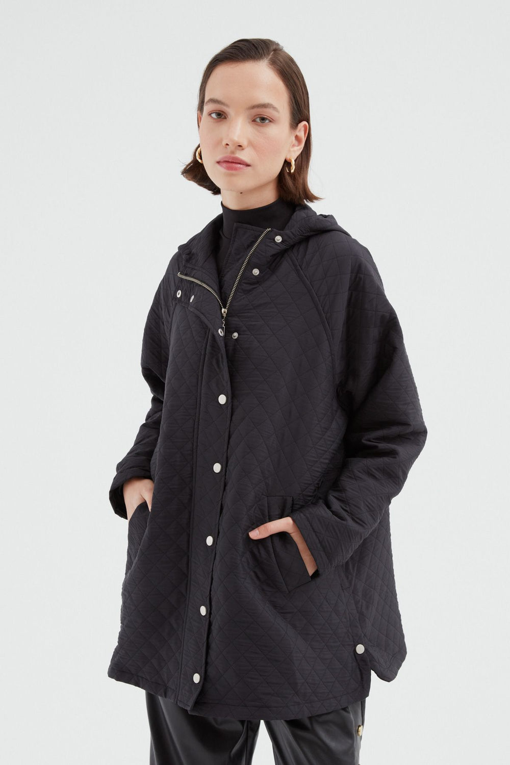 Oversize Quilted Coat Black