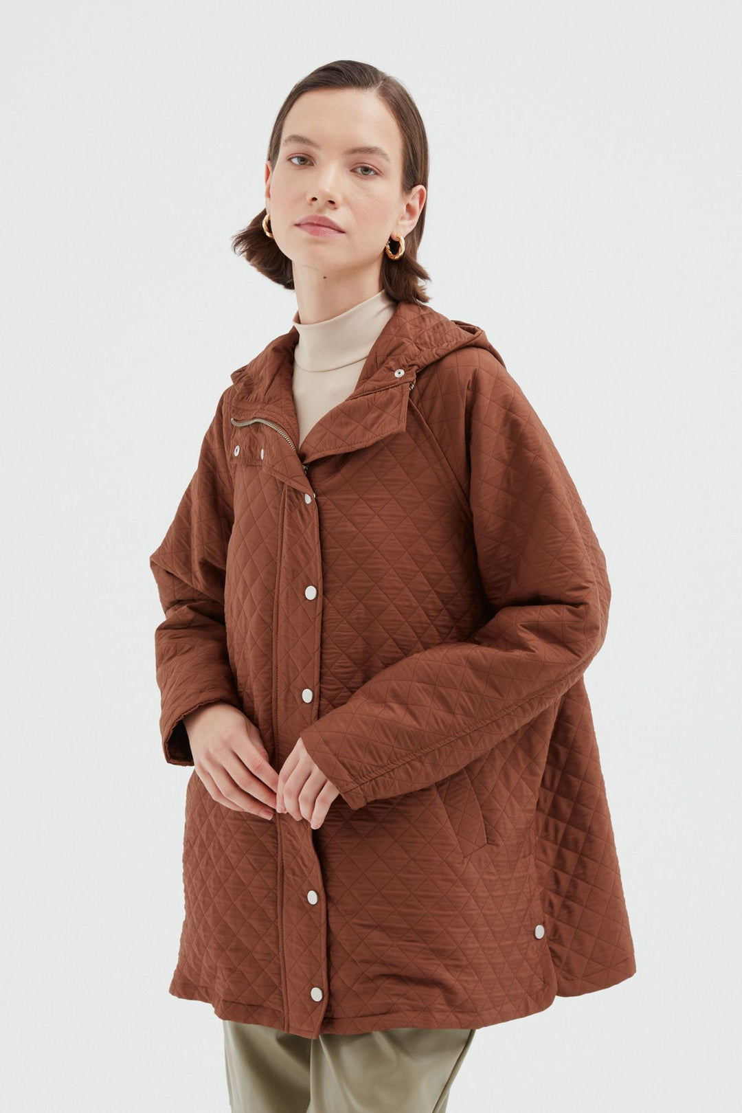 Oversize Quilted Coat Camel
