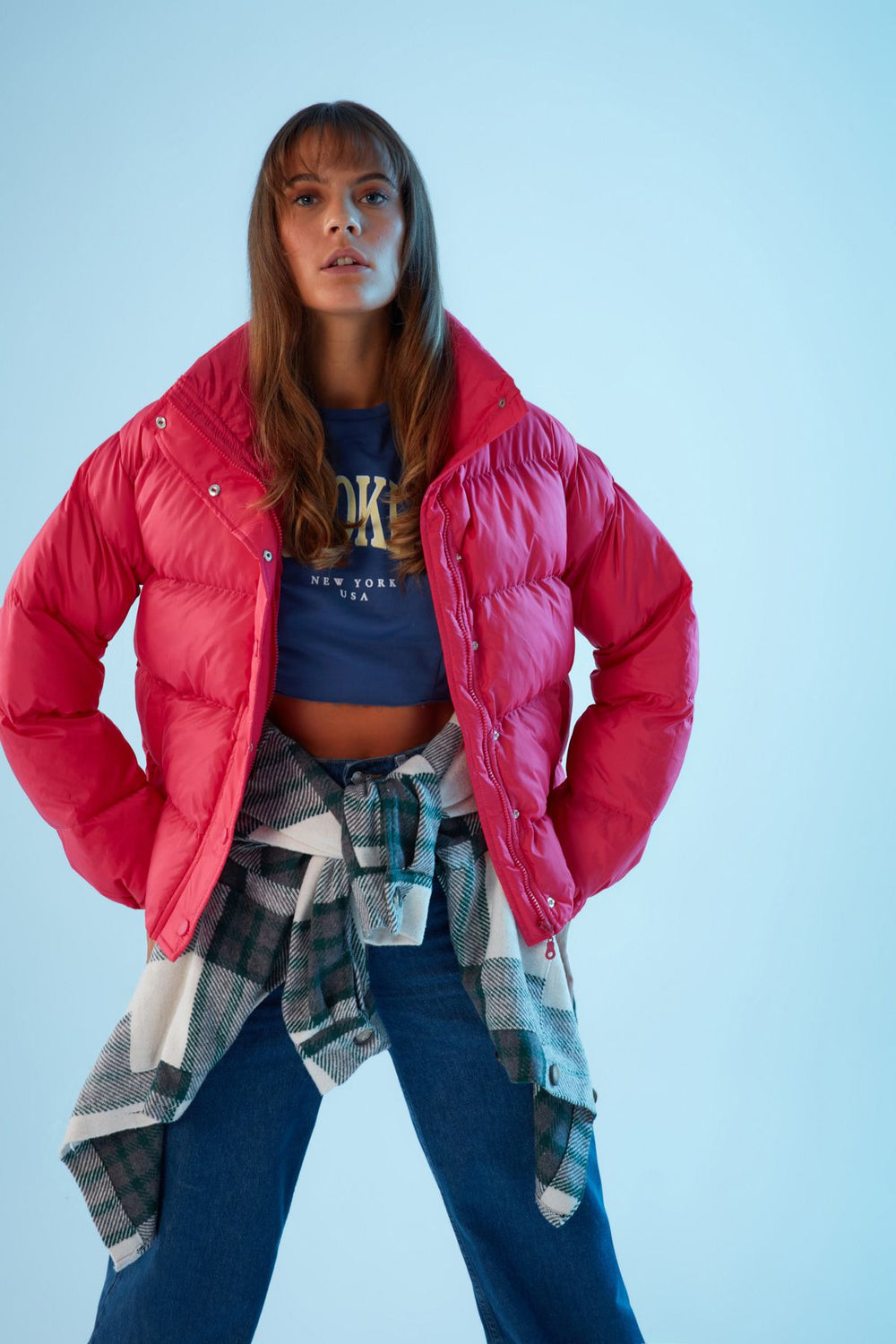 Short Inflatable Coat Fuchsia