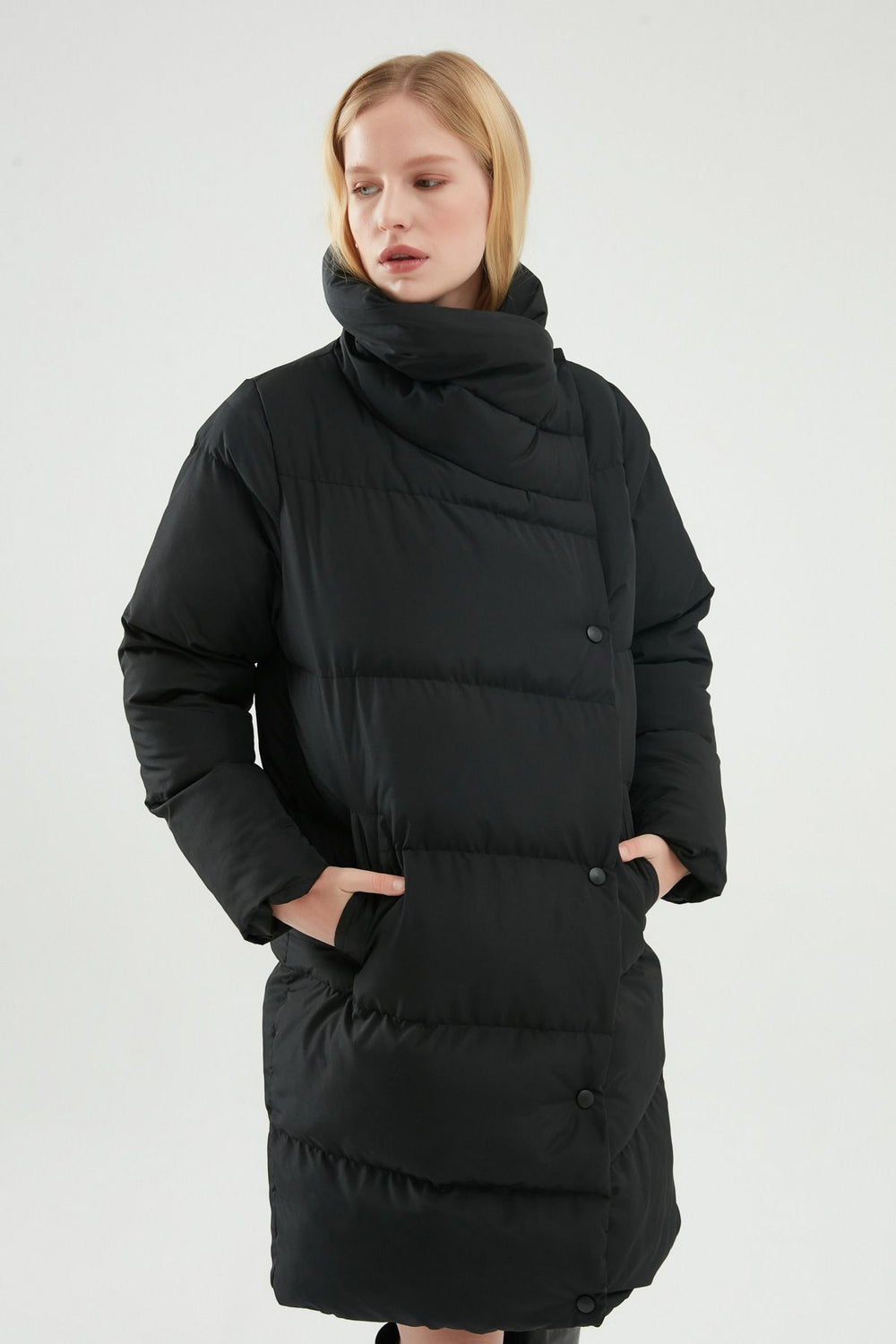 Double Breasted Down Jacket Black