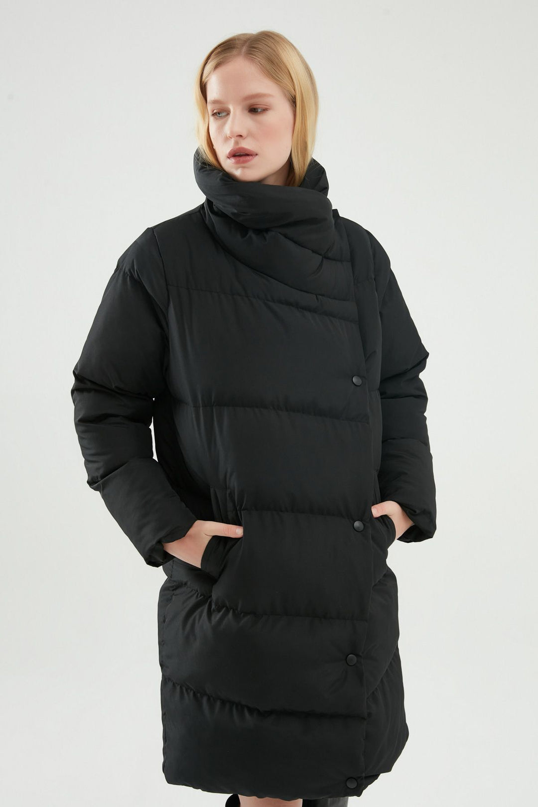 Double Breasted Down Jacket Black