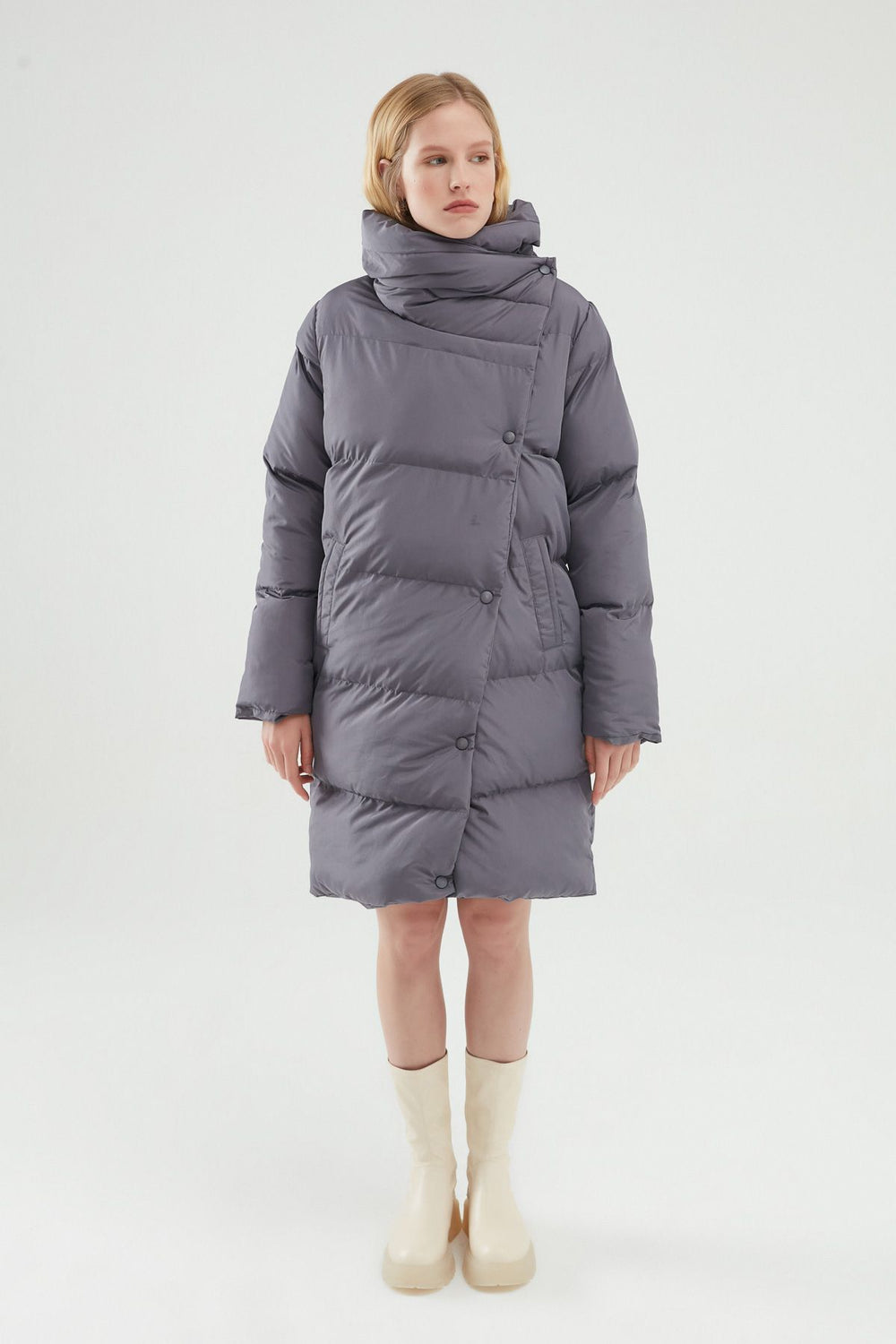 Double Breasted Down Jacket Gray