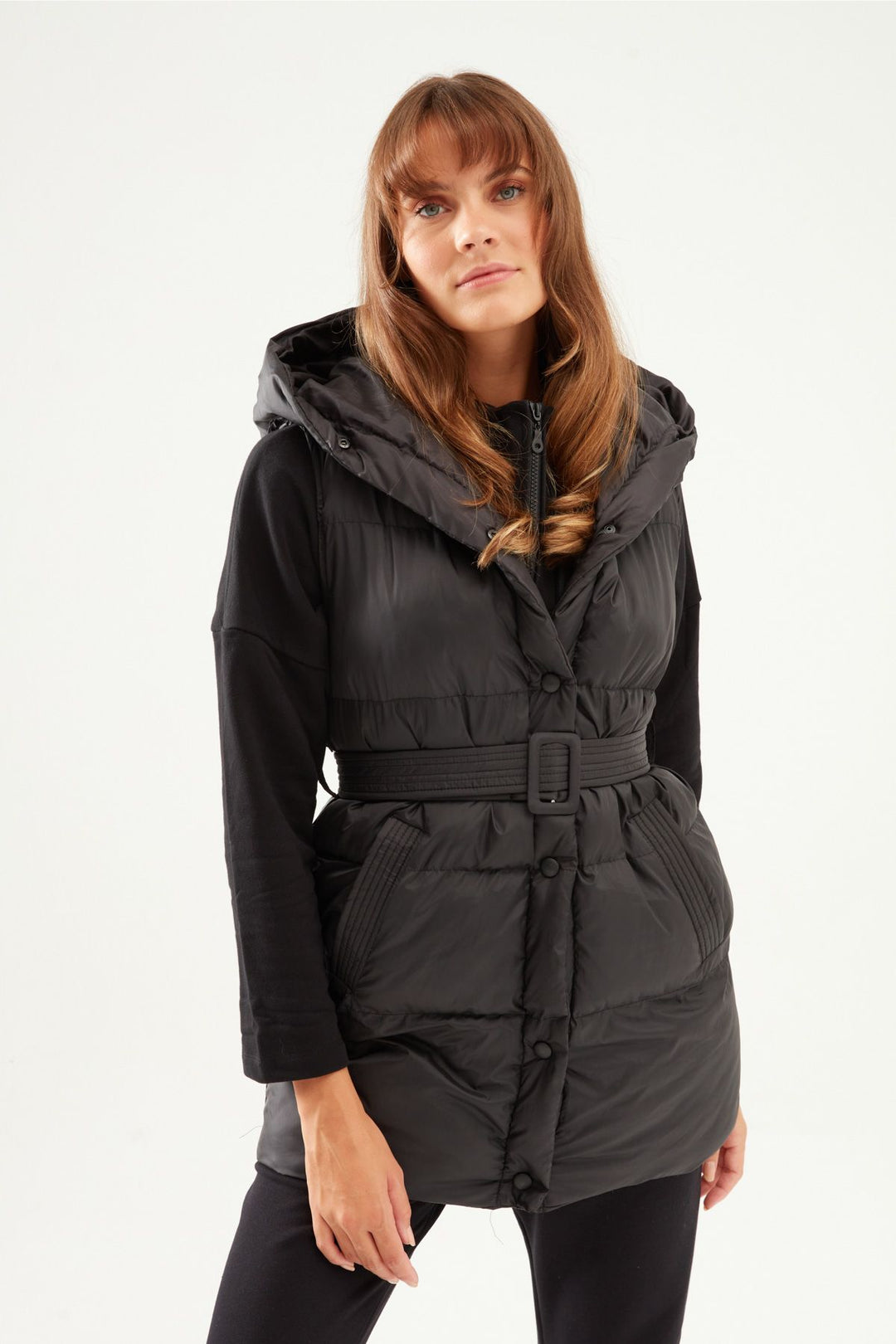 Hooded Belt Inflatable Vest Black