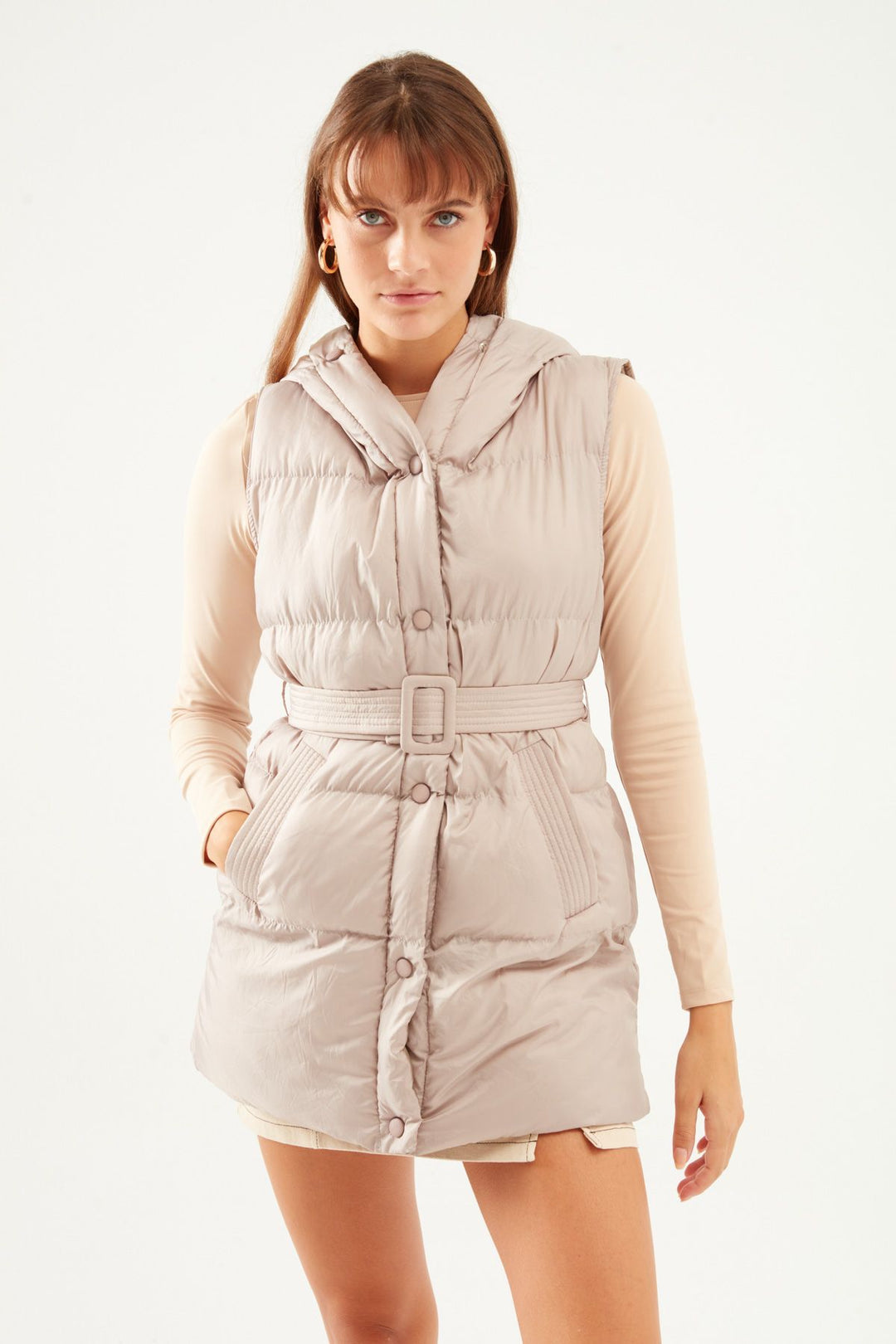 Hooded Arched Inflatable Vest Stone