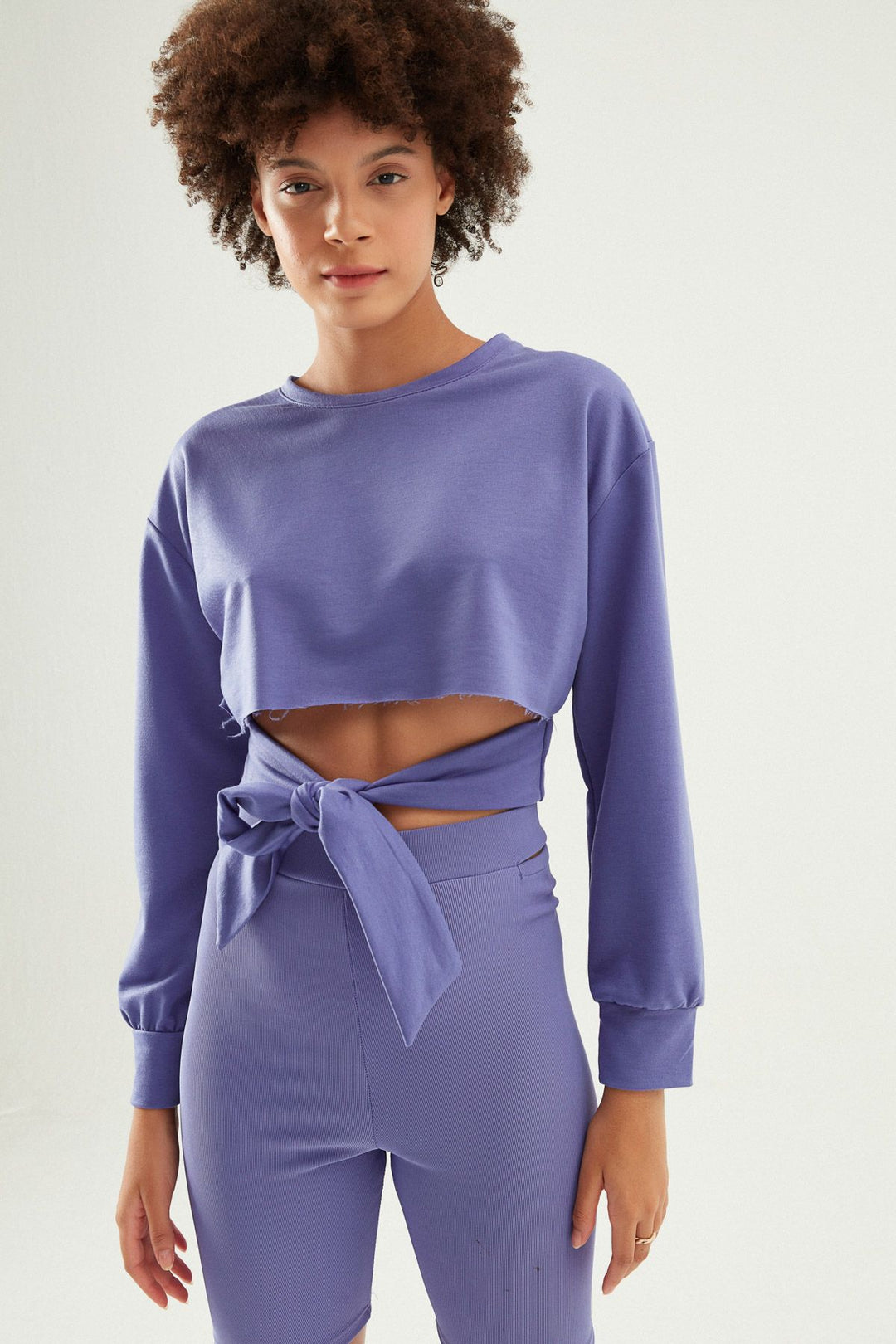 Tie Detailed Sweatshirt Purple