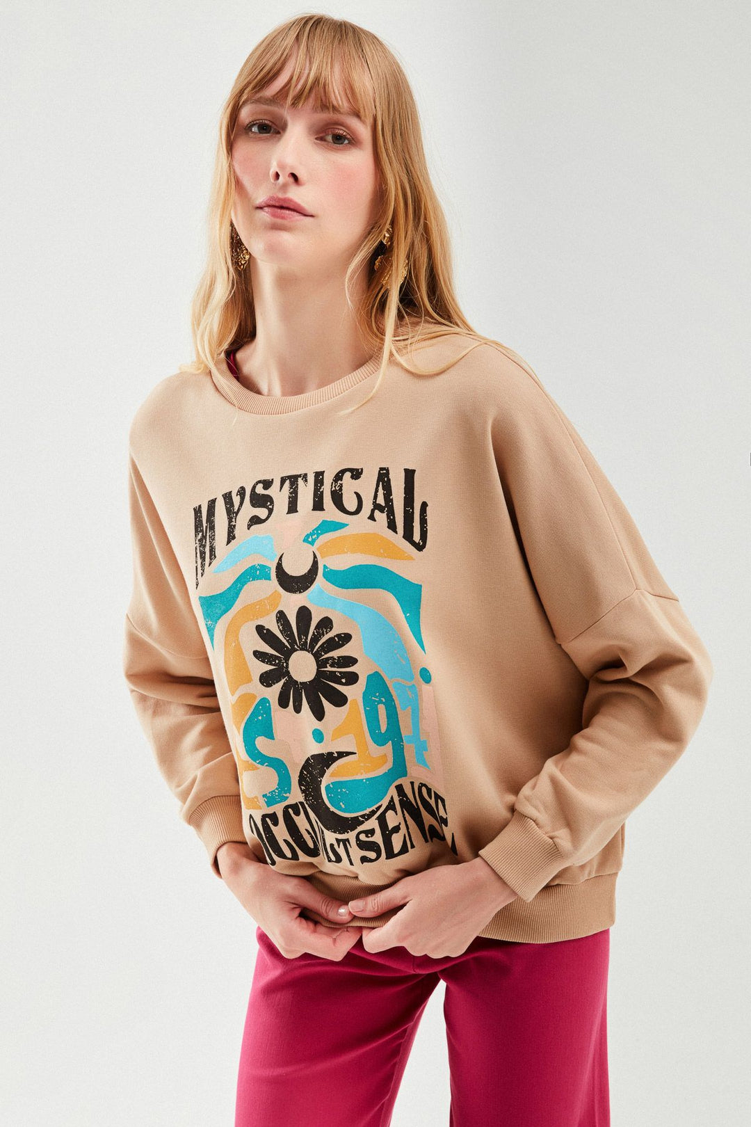 Printed Sweatshirt Beige