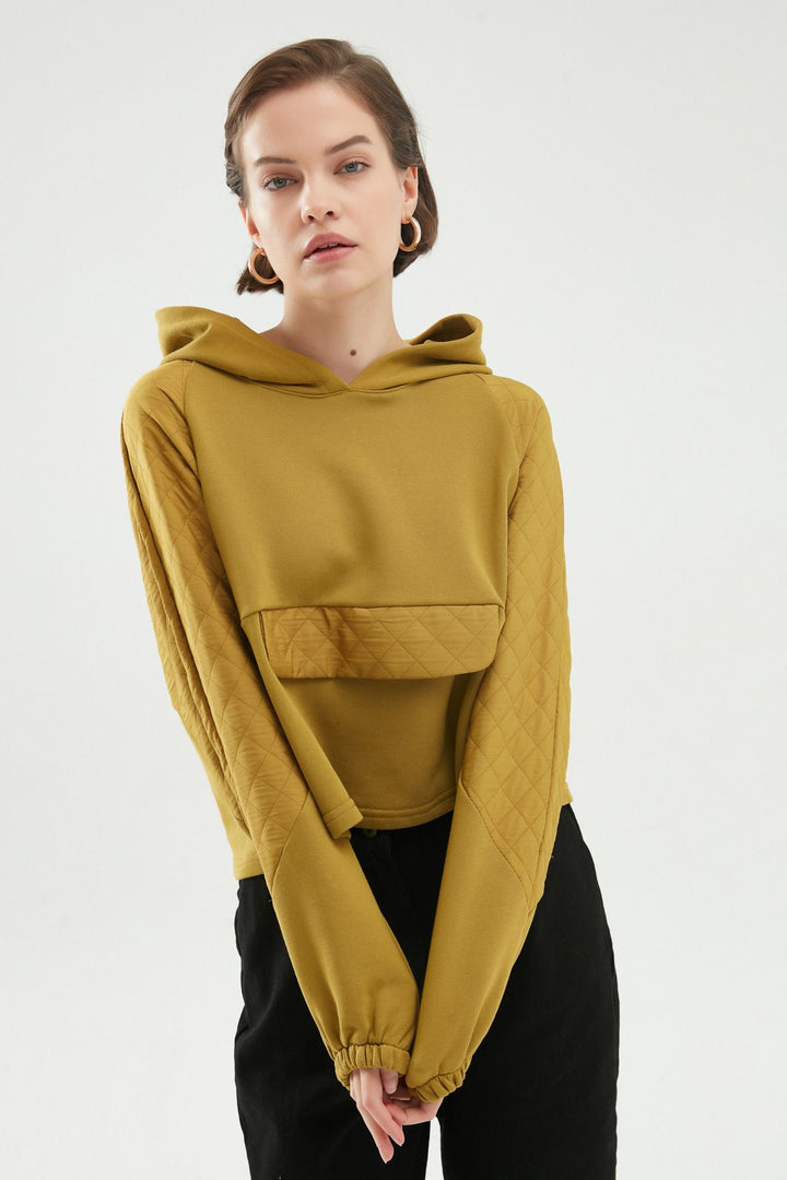 Quilted Detail Sweatshirt Olive