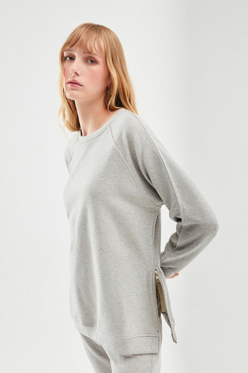 Zipper Oversize Sweatshirt Graymelange