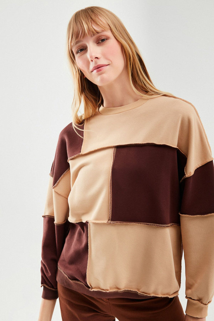 Blocky Oversize Sweatshirt Brown
