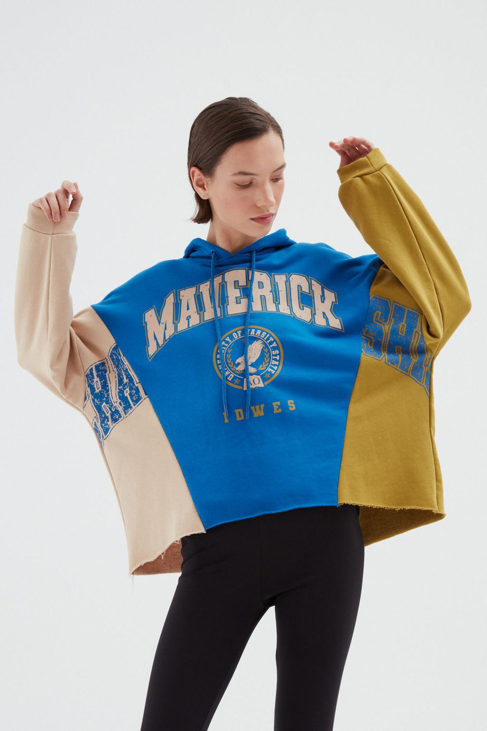 Kapüşonlu Oversize Sweatshirt Sax