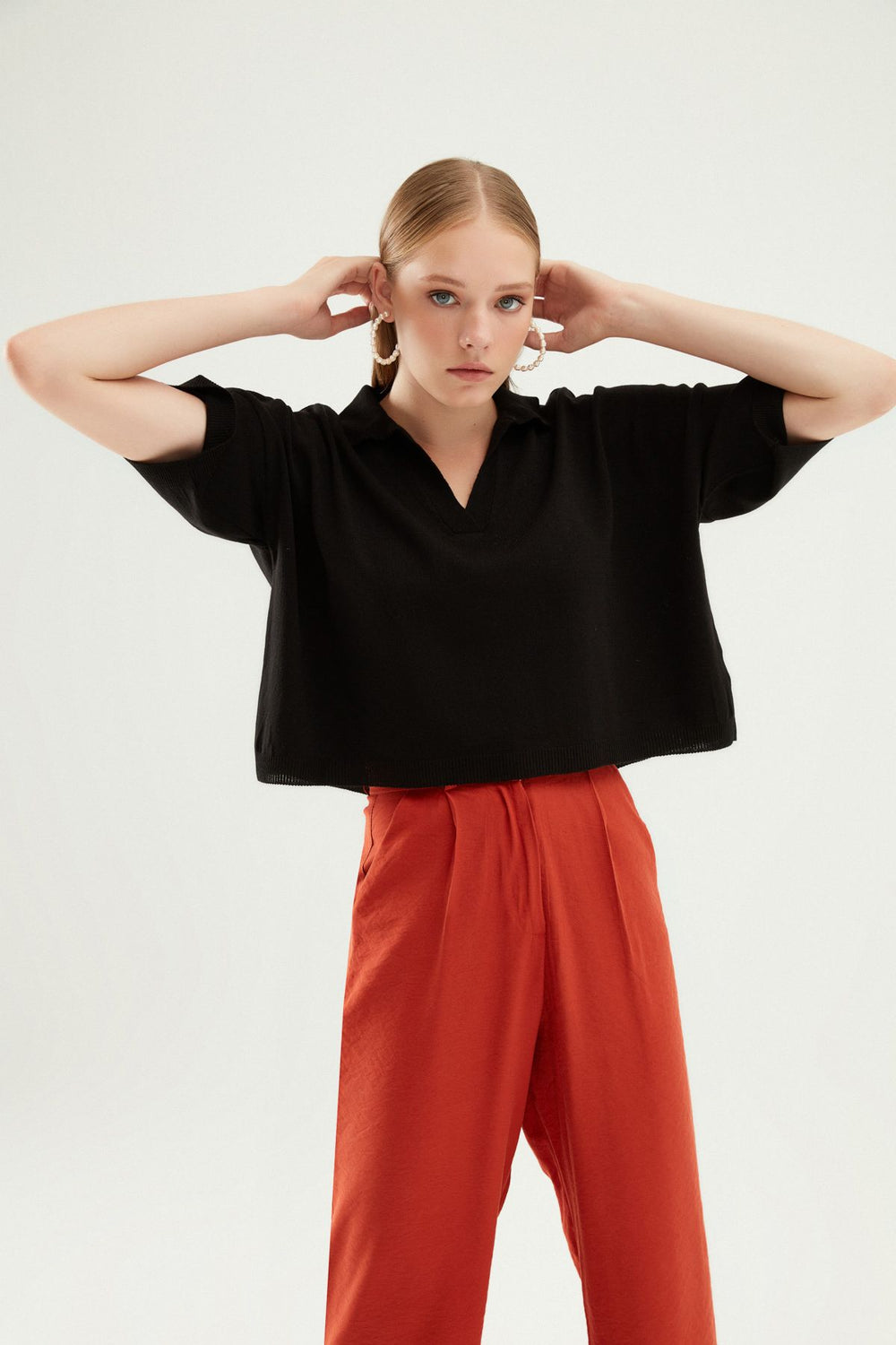 Oversize Polo Neck Knitwear Black